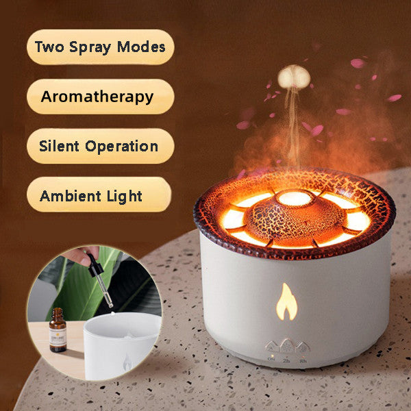 New Creative Ultrasonic Essential Oil Humidifier Volcano Aromatherapy Machine Spray Jellyfish Air Flame Humidifier Diffuser.