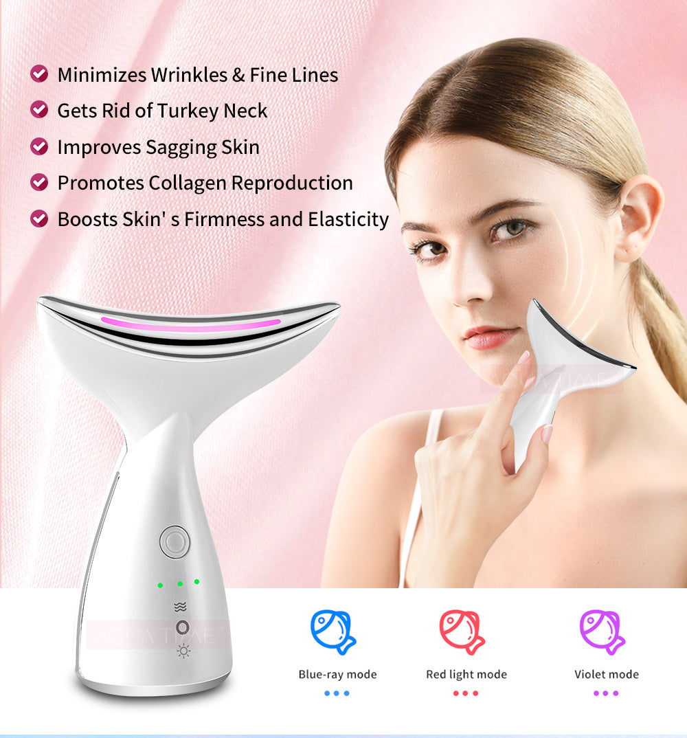 EMS Microcurrent Neck Face Beauty Device With 3 Colors LED Photon Therapy Skin Tighten Reduce Double Chin Face Lifting Devices.