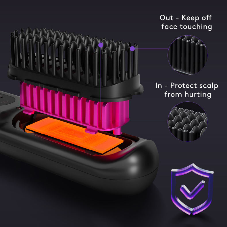 2 In 1 Straight Hair Comb Wireless Hair Straightener Brush Hair Fast Heating Portable Hot Curler USB Charging.