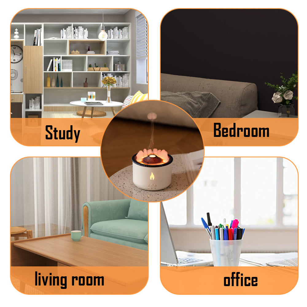 New Creative Ultrasonic Essential Oil Humidifier Volcano Aromatherapy Machine Spray Jellyfish Air Flame Humidifier Diffuser.