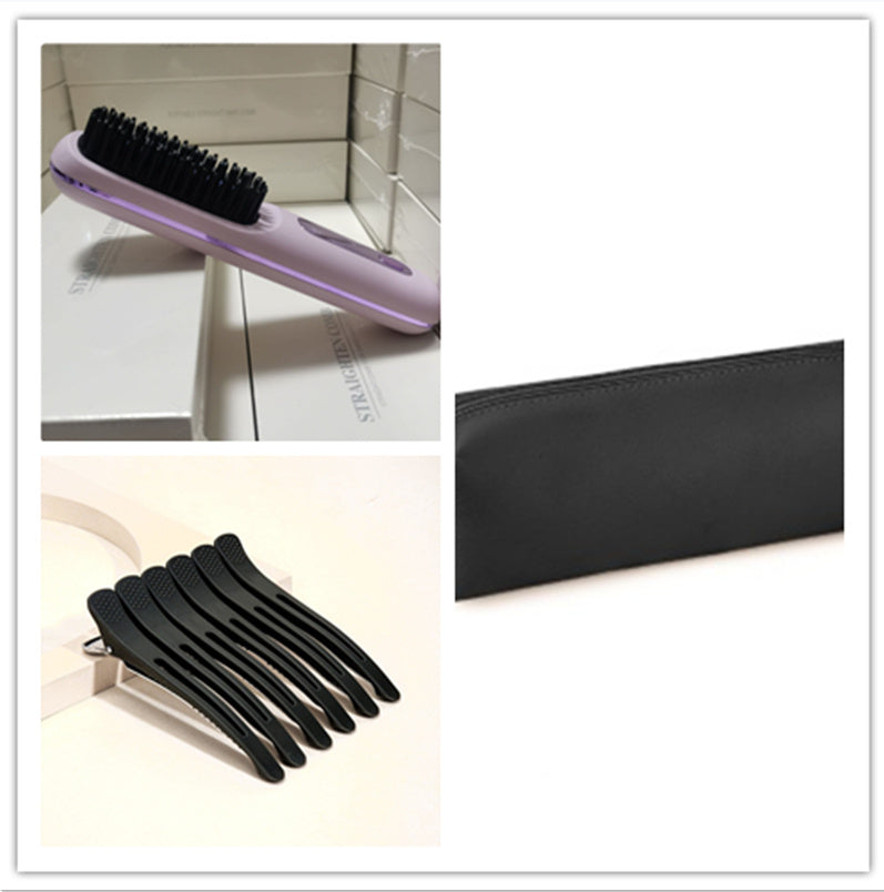 2 In 1 Straight Hair Comb Wireless Hair Straightener Brush Hair Fast Heating Portable Hot Curler USB Charging - zaranest