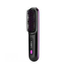 2 In 1 Straight Hair Comb Wireless Hair Straightener Brush Hair Fast Heating Portable Hot Curler USB Charging.