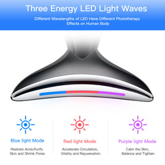EMS Microcurrent Neck Face Beauty Device With 3 Colors LED Photon Therapy Skin Tighten Reduce Double Chin Face Lifting Devices.