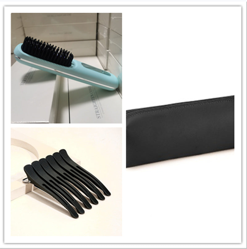 2 In 1 Straight Hair Comb Wireless Hair Straightener Brush Hair Fast Heating Portable Hot Curler USB Charging - zaranest